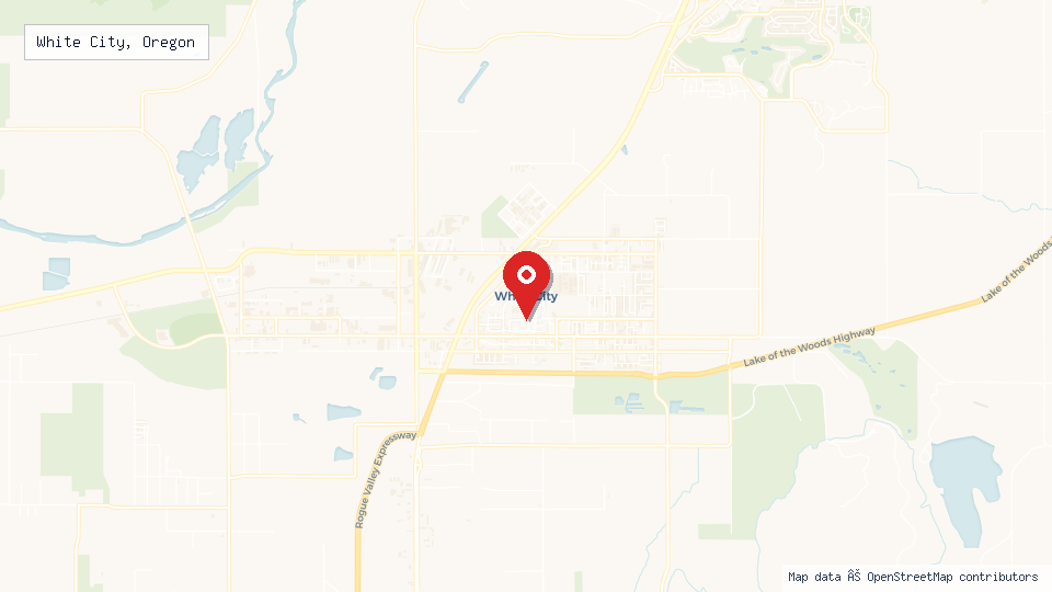 Street map of White City, Oregon with location pin