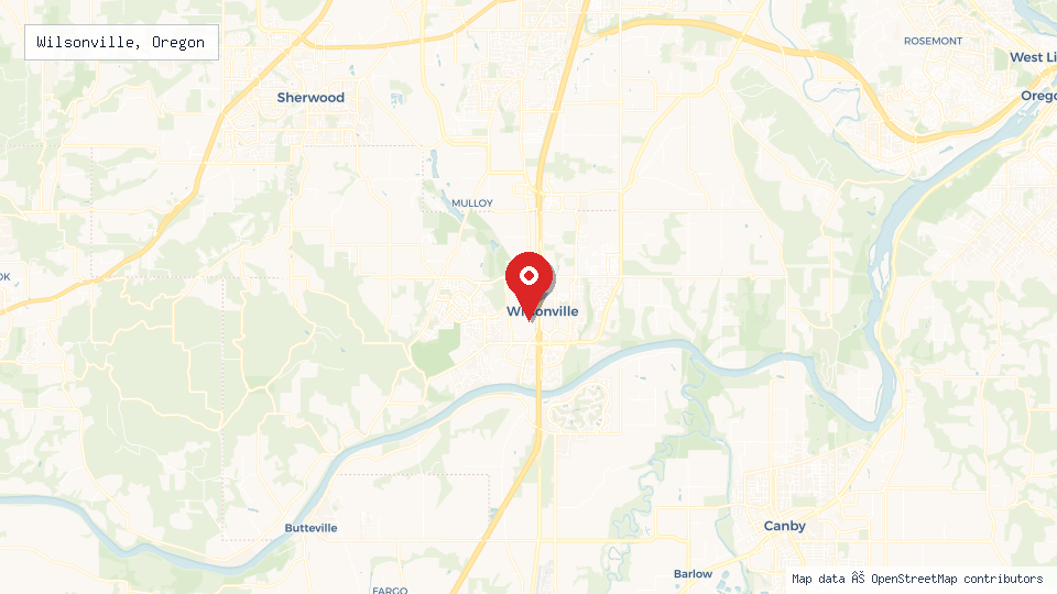 Street map of Wilsonville, Oregon with location pin