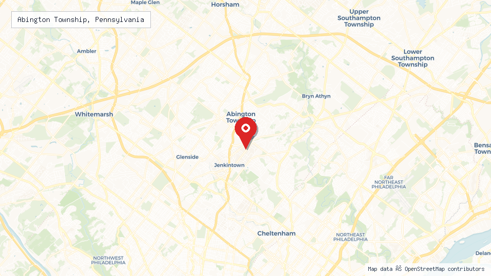 Street map of Abington Township, Pennsylvania with location pin