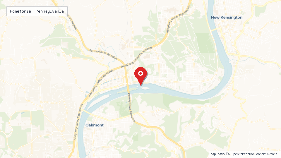 Street map of Acmetonia, Pennsylvania with location pin