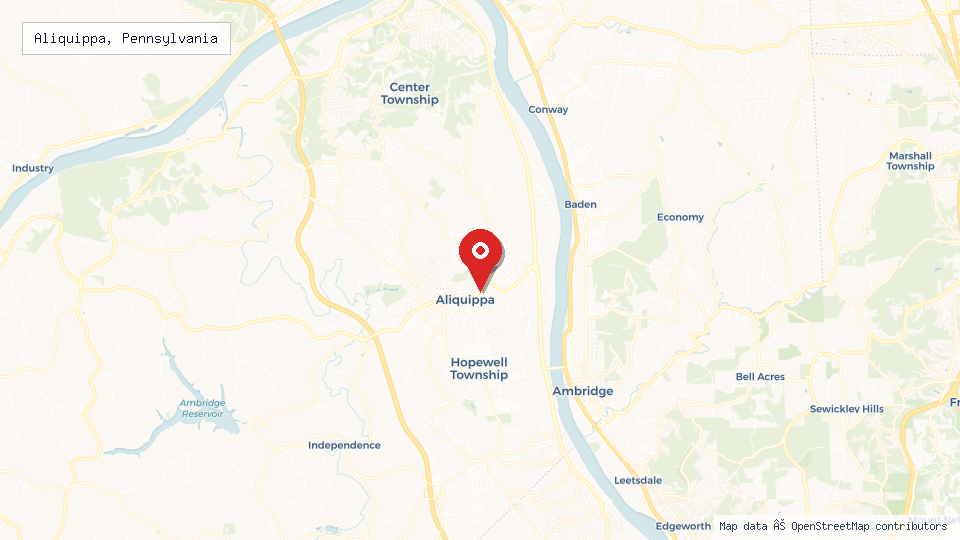 Street map of Aliquippa, Pennsylvania with location pin