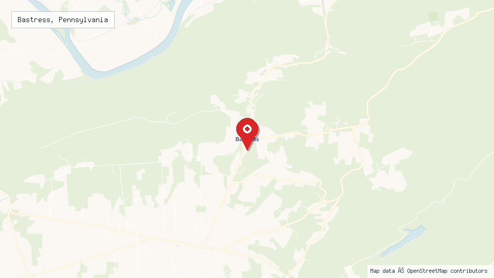 Street map of Bastress, Pennsylvania with location pin