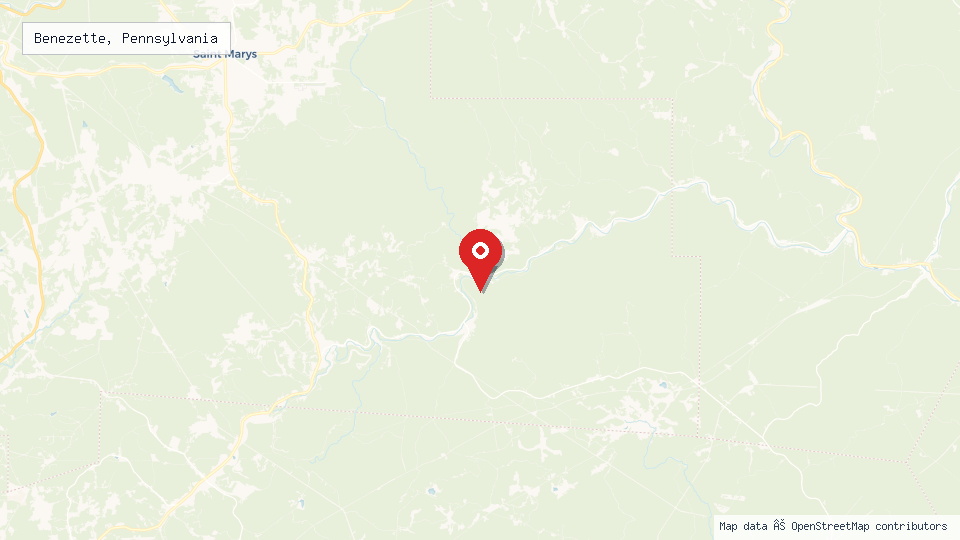 Street map of Benezette, Pennsylvania with location pin