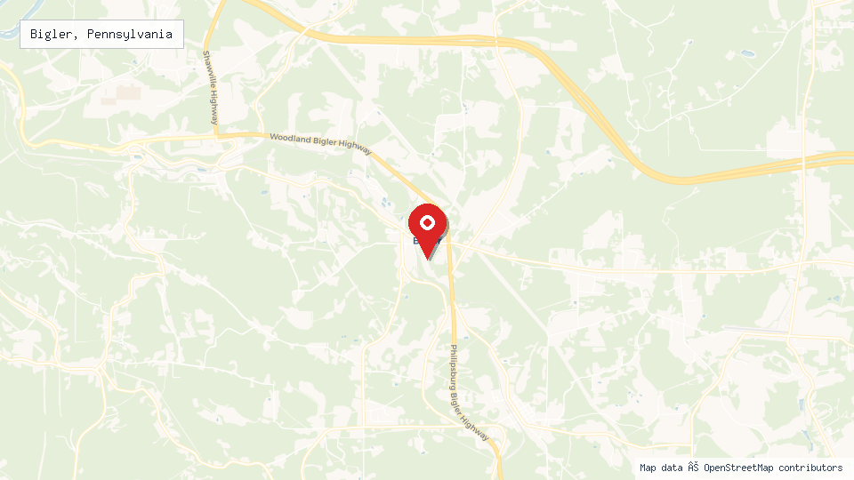 Street map of Bigler, Pennsylvania with location pin