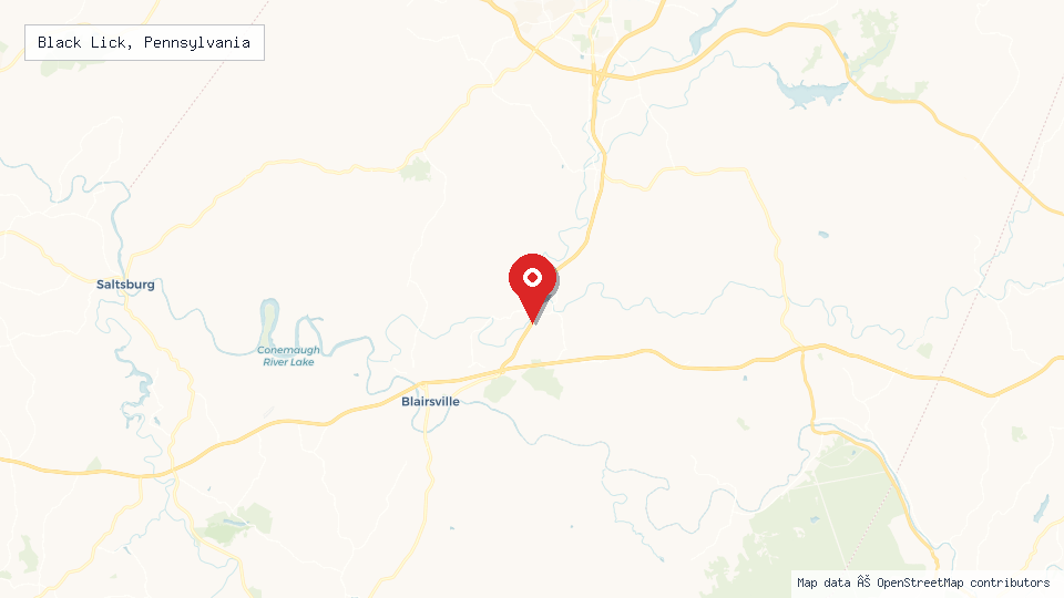 Street map of Black Lick, Pennsylvania with location pin