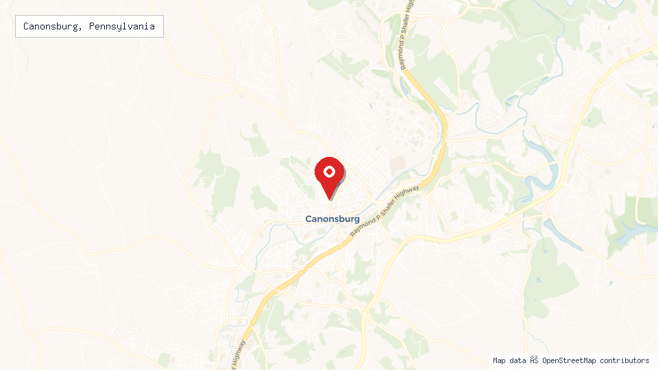 Street map of Canonsburg, Pennsylvania with location pin