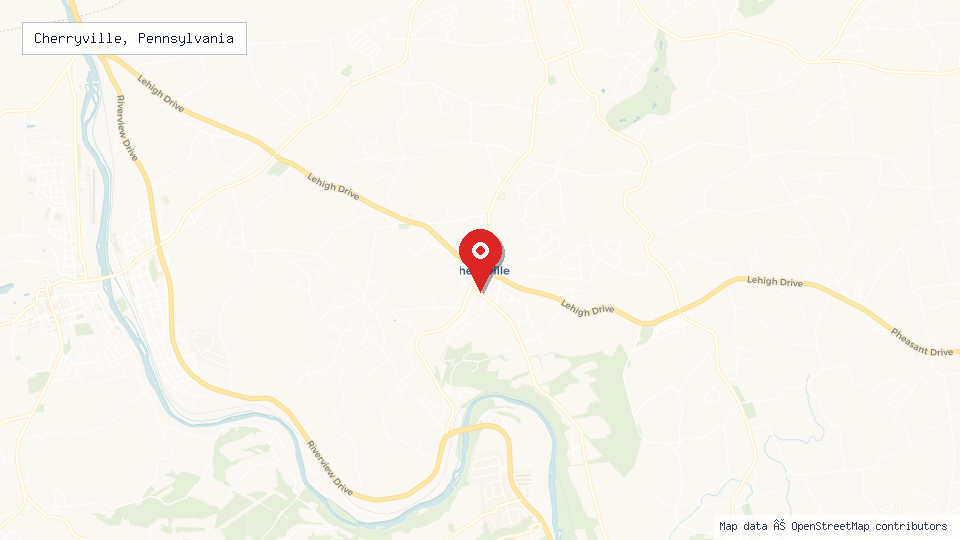Street map of Cherryville, Pennsylvania with location pin