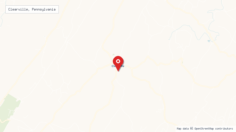 Street map of Clearville, Pennsylvania with location pin