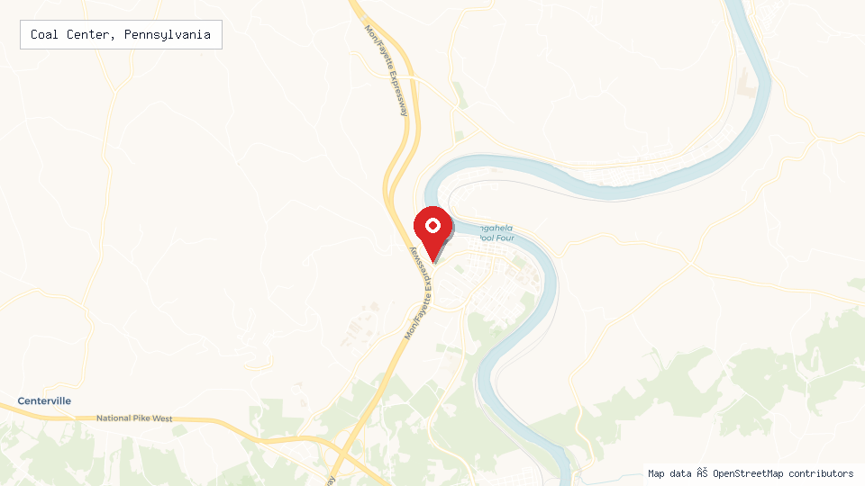 Street map of Coal Center, Pennsylvania with location pin