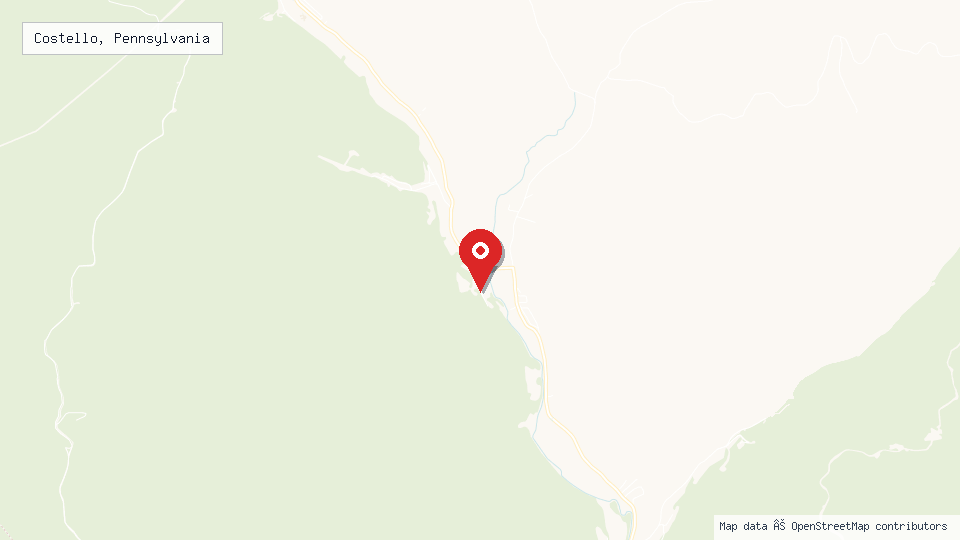 Street map of Costello, Pennsylvania with location pin
