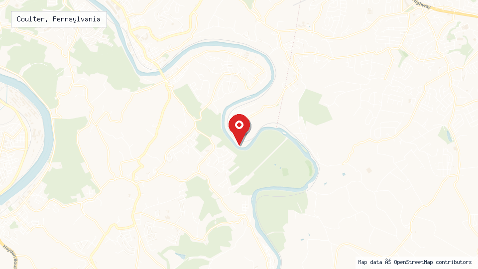 Street map of Coulter, Pennsylvania with location pin