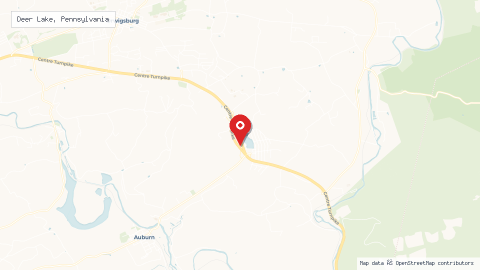 Street map of Deer Lake, Pennsylvania with location pin