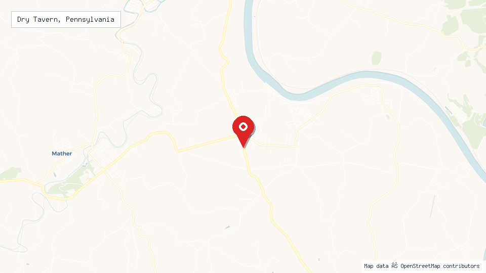 Street map of Dry Tavern, Pennsylvania with location pin
