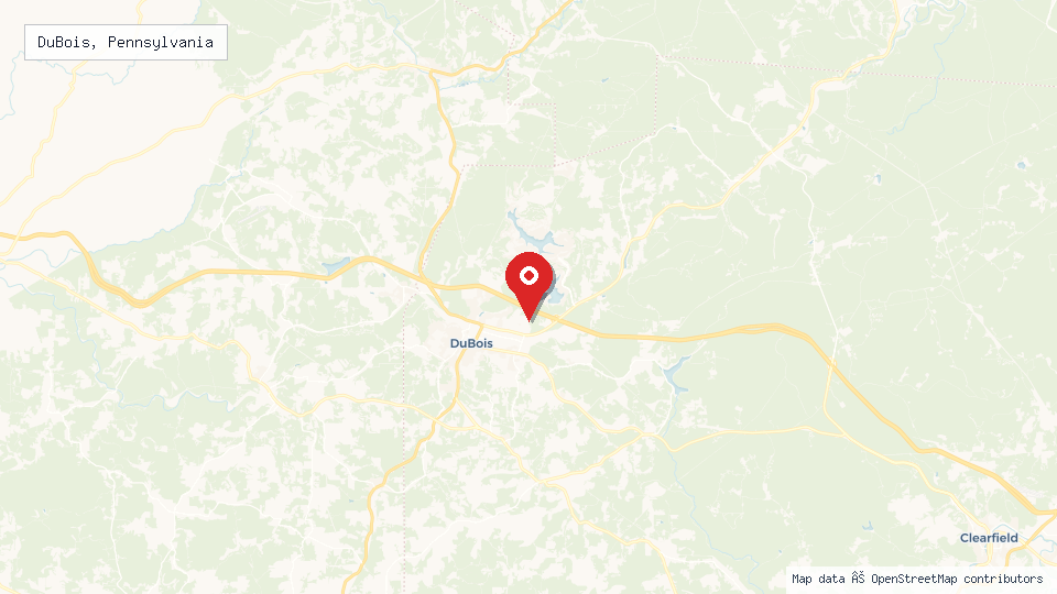 Street map of DuBois, Pennsylvania with location pin