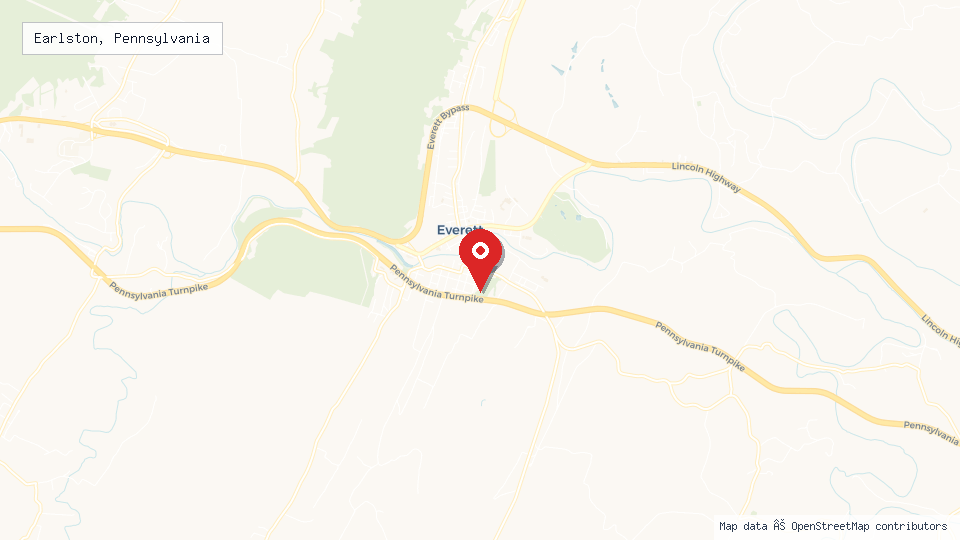 Street map of Earlston, Pennsylvania with location pin