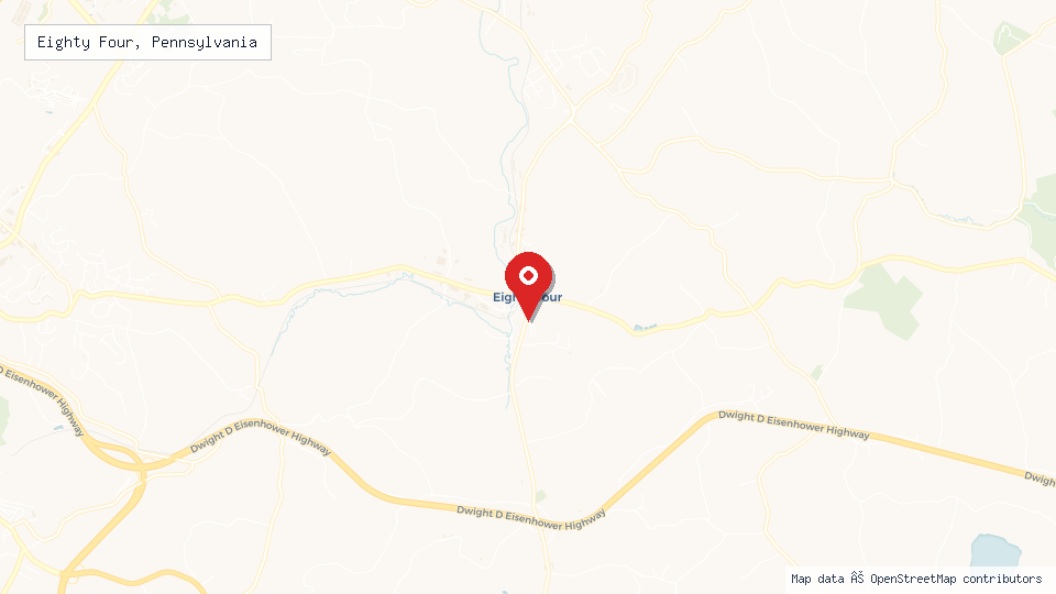 Street map of Eighty Four, Pennsylvania with location pin
