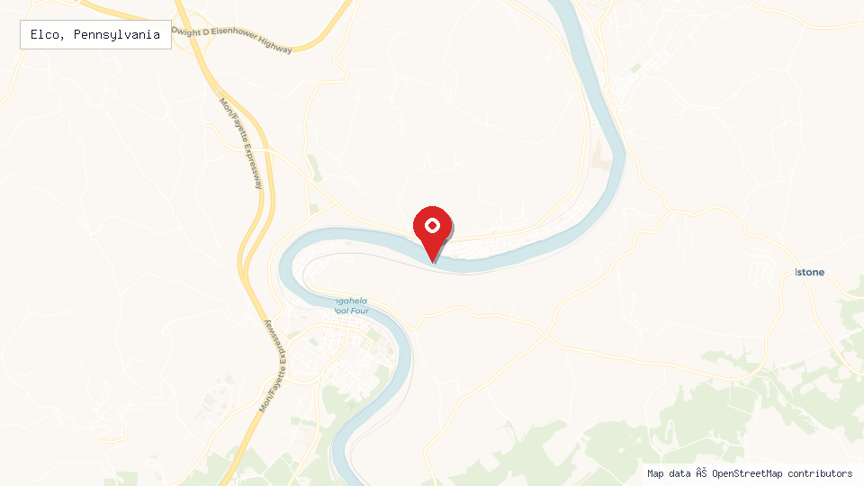 Street map of Elco, Pennsylvania with location pin