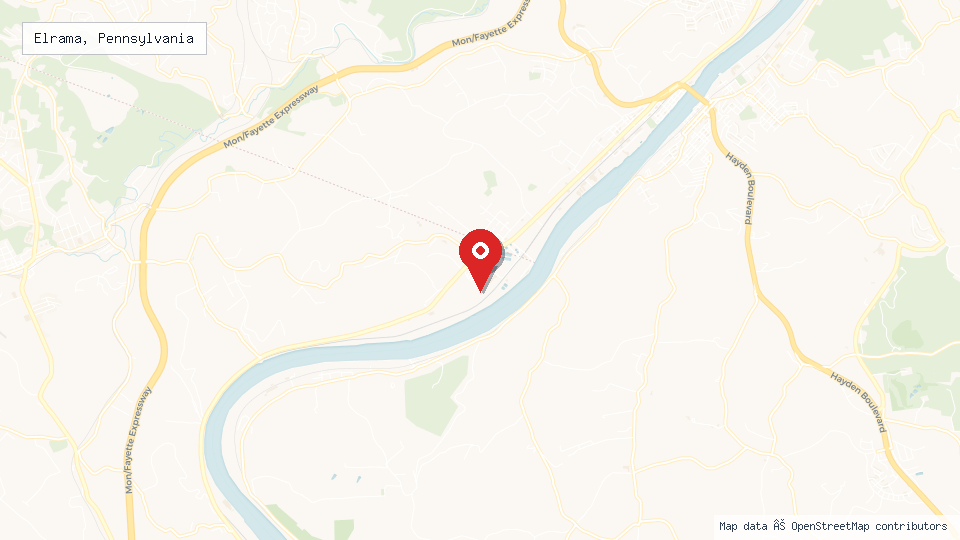 Street map of Elrama, Pennsylvania with location pin