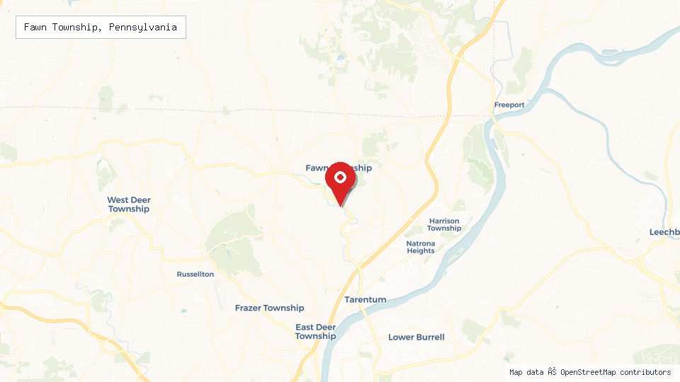 Street map of Fawn Township, Pennsylvania with location pin