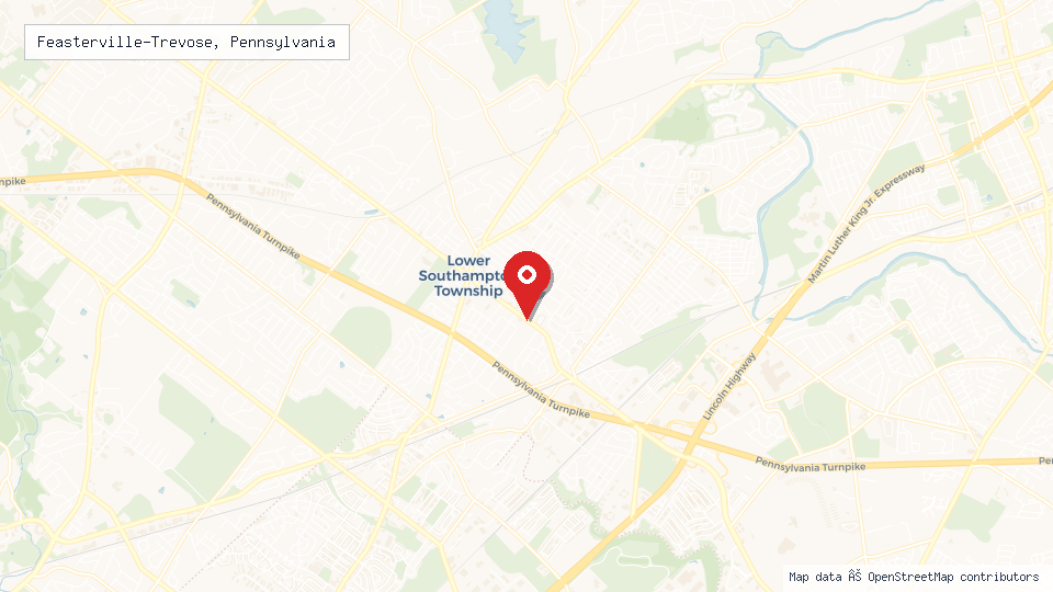 Street map of Feasterville-Trevose, Pennsylvania with location pin