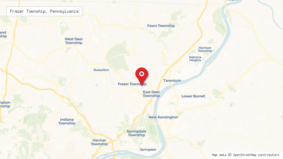 Street map of Frazer Township, Pennsylvania with location pin