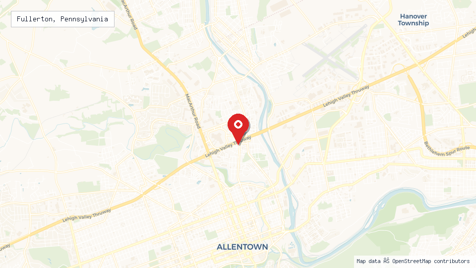 Street map of Fullerton, Pennsylvania with location pin