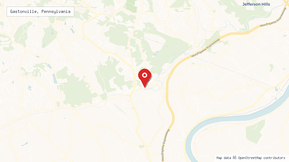 Street map of Gastonville, Pennsylvania with location pin