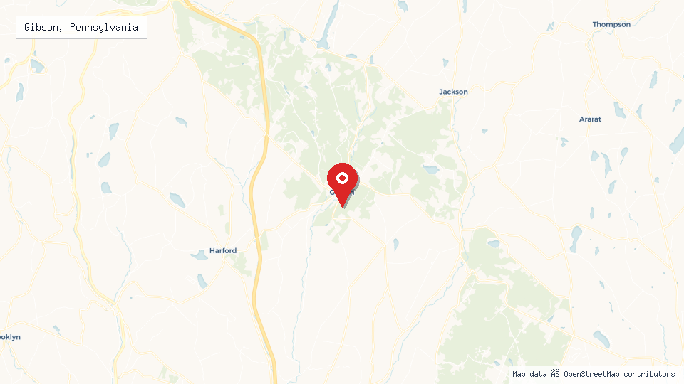 Street map of Gibson, Pennsylvania with location pin
