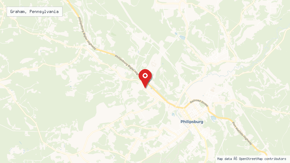 Street map of Graham, Pennsylvania with location pin