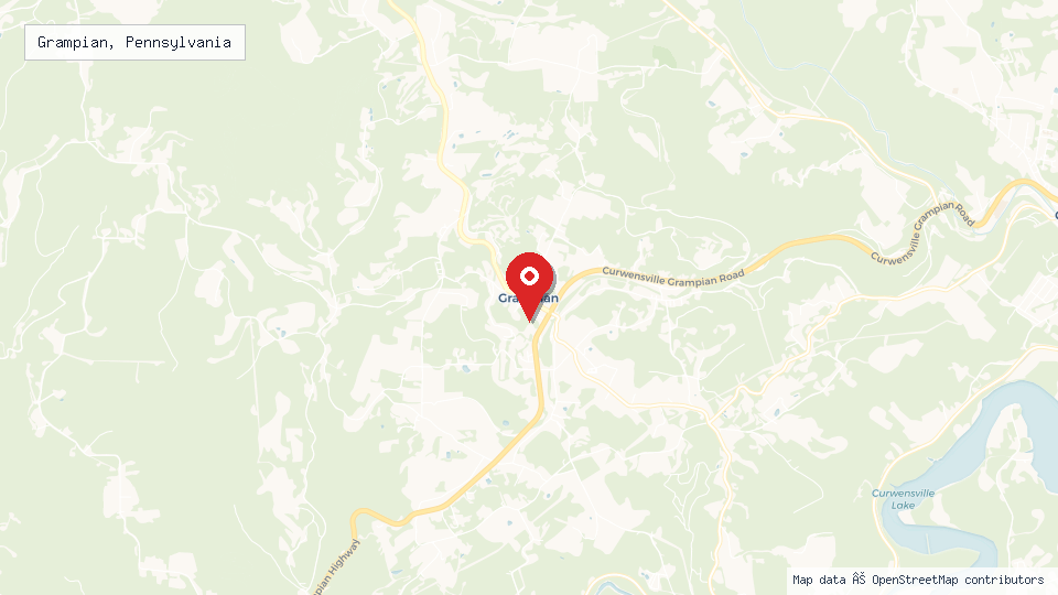 Street map of Grampian, Pennsylvania with location pin