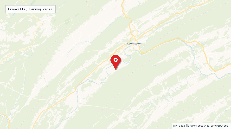 Street map of Granville, Pennsylvania with location pin