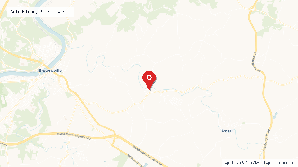 Street map of Grindstone, Pennsylvania with location pin