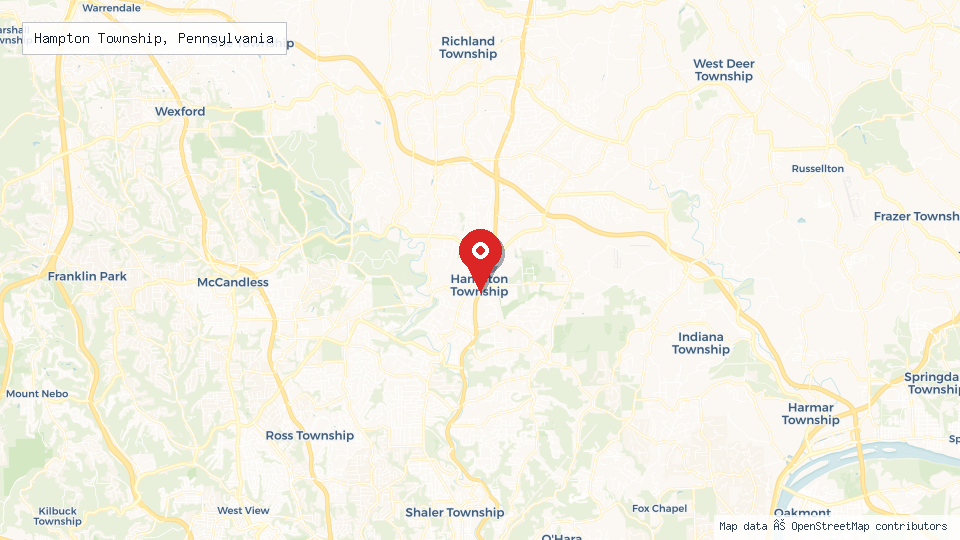 Street map of Hampton Township, Pennsylvania with location pin
