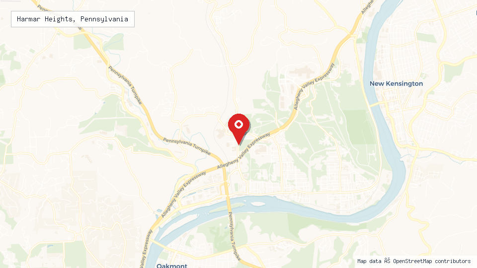 Street map of Harmar Heights, Pennsylvania with location pin
