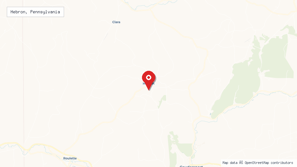 Street map of Hebron, Pennsylvania with location pin