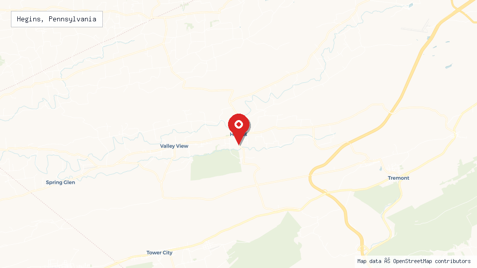 Street map of Hegins, Pennsylvania with location pin