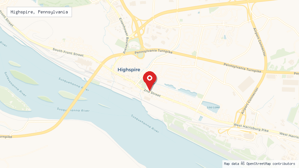 Street map of Highspire, Pennsylvania with location pin