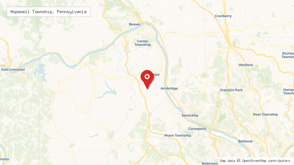 Street map of Hopewell Township, Pennsylvania with location pin