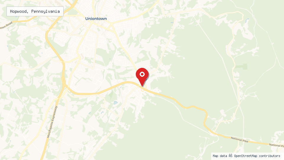Street map of Hopwood, Pennsylvania with location pin
