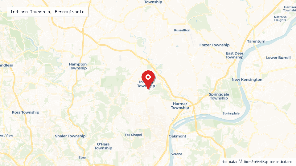 Street map of Indiana Township, Pennsylvania with location pin