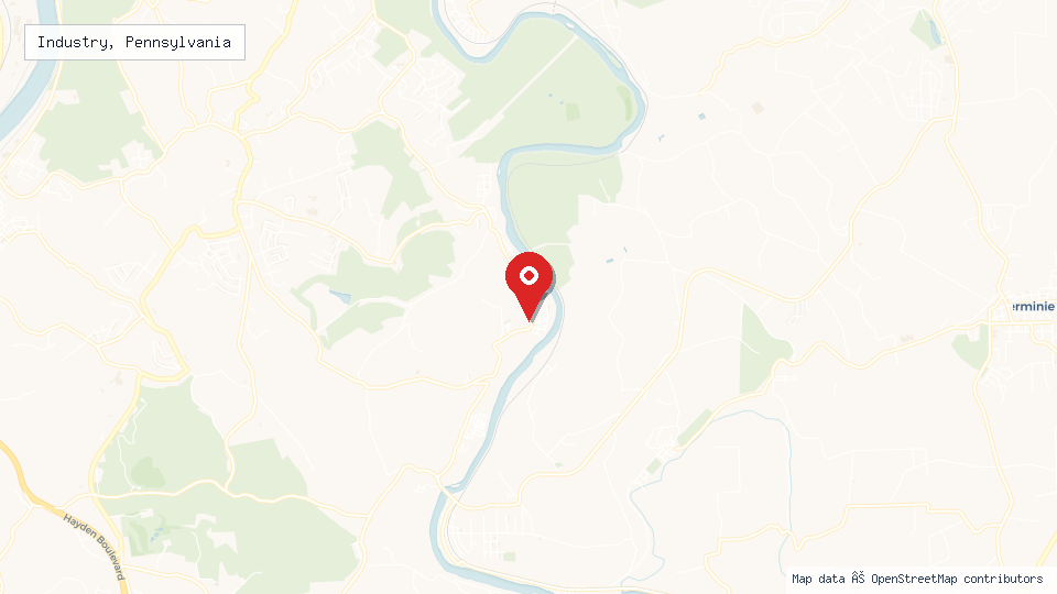 Street map of Industry, Pennsylvania with location pin