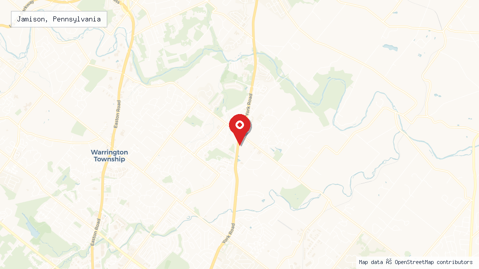 Street map of Jamison, Pennsylvania with location pin