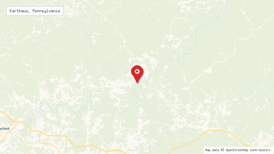 Street map of Karthaus, Pennsylvania with location pin