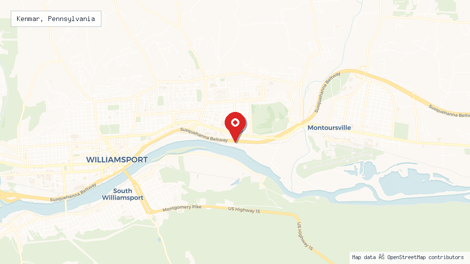 Street map of Kenmar, Pennsylvania with location pin
