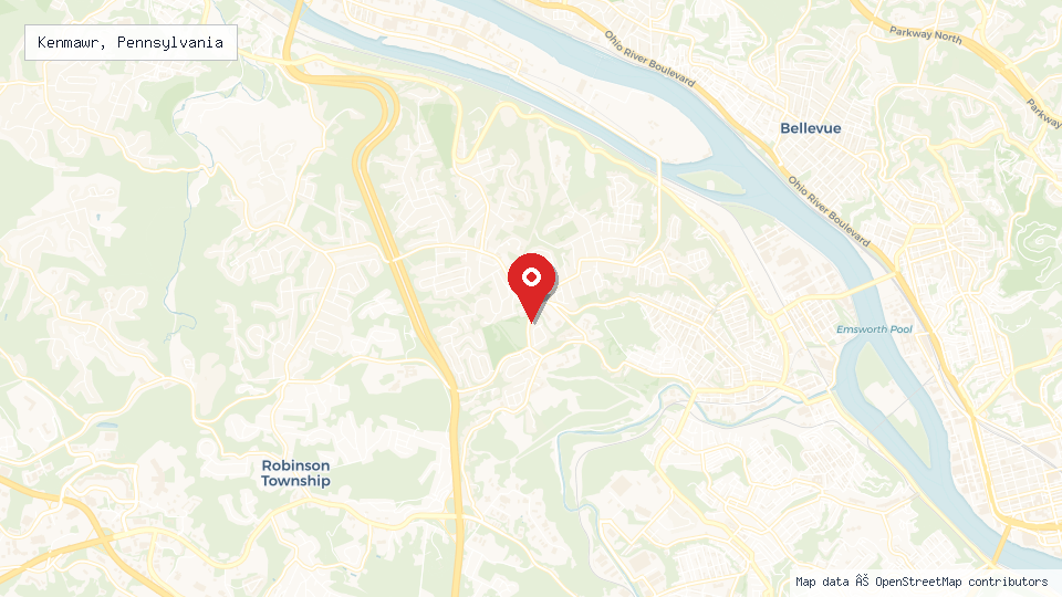 Street map of Kenmawr, Pennsylvania with location pin