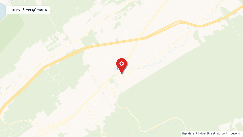Street map of Lamar, Pennsylvania with location pin