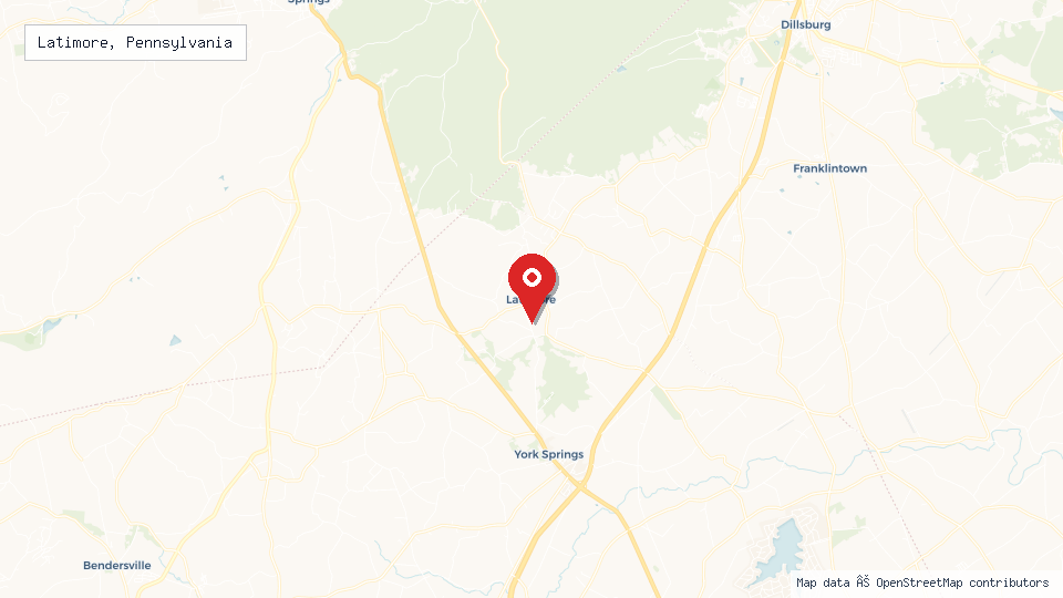 Street map of Latimore, Pennsylvania with location pin