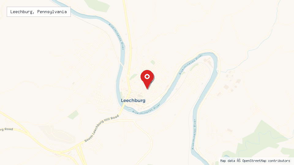 Street map of Leechburg, Pennsylvania with location pin