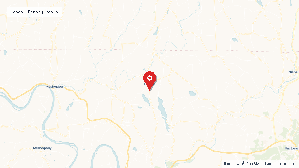 Street map of Lemon, Pennsylvania with location pin