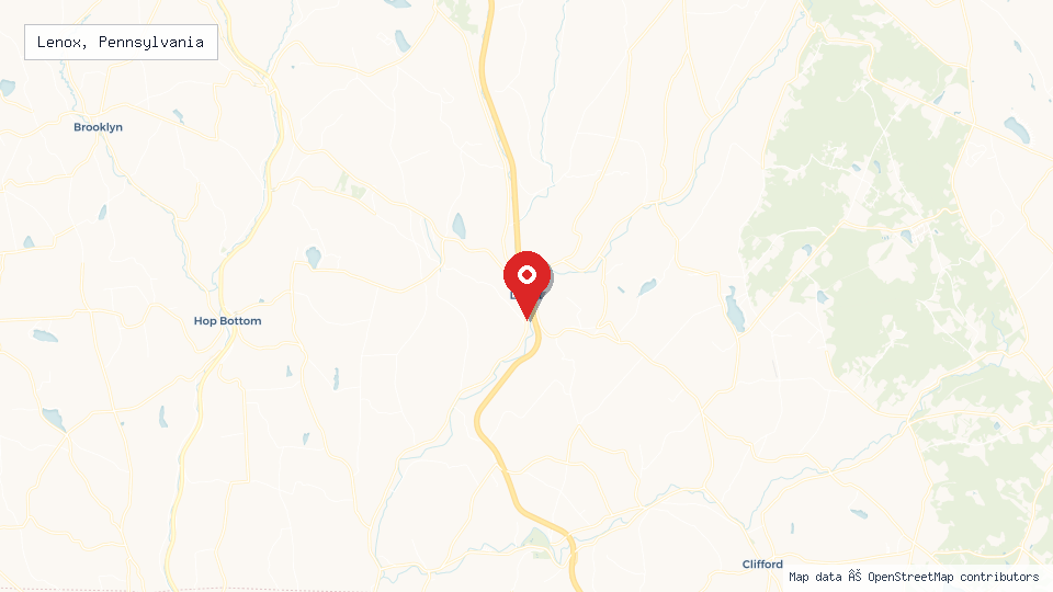 Street map of Lenox, Pennsylvania with location pin